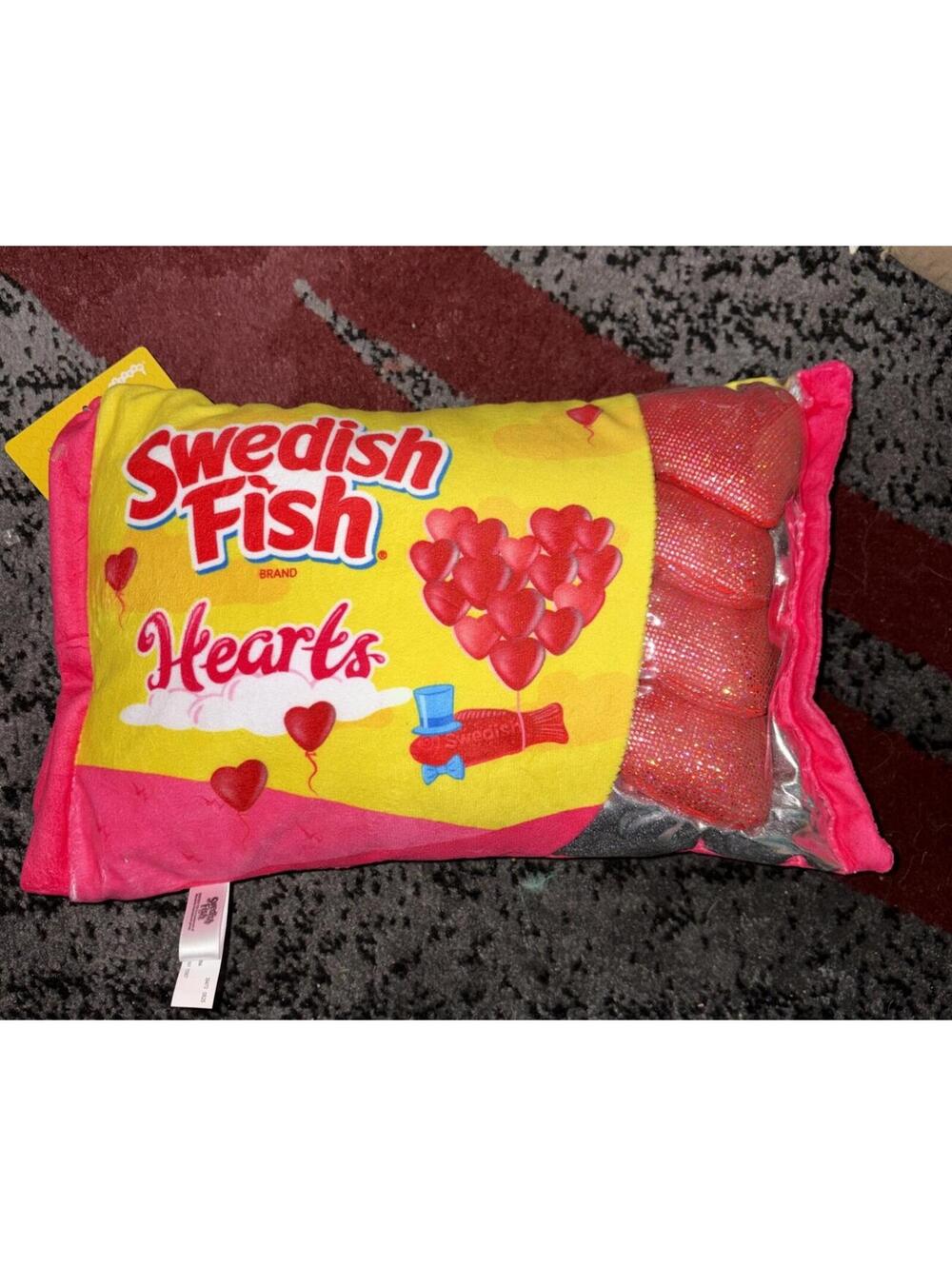 Swedish Fish Hearts Package Pillow 13" With Stuffed Hearts Valentine's